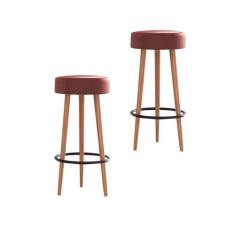 Kit 02 Banquetas Redondas Dani Corano Telha - D'ROSSI