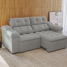 Sofá 260 cm Retrátil e Reclinável Sierra Cinza