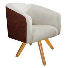 Poltrona Luiza Corano Nozes e Linho Bege