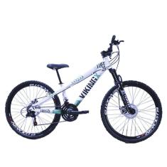 Bicicleta Viking X Tuff 25/30 Aro 26 Freio A Disco Mec 21v Cambios Importados Branco Verde