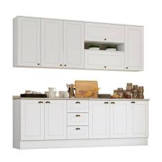 Cozinha Completa Americana 7 Peças Branco Com Tampo - Móveis Henn Branco