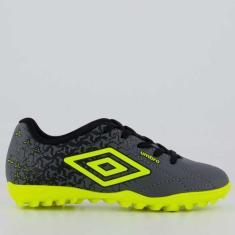 Chuteira Umbro Class Neo Society Juvenil Cinza e Verde, 36