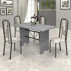 Conjunto de Mesa 120x75cm Tampo Granito com 4 Cadeiras Lavínea Soma Móveis