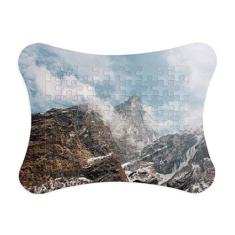 Moldura de quebra-cabeça com cenário de natureza de nevoeiro, decoração de quadros, quebra-cabeça