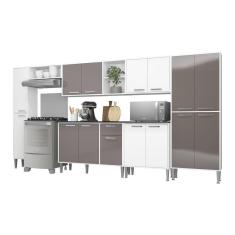 Cozinha Compacta Multimóveis Xangai Blues Fg3282 Com Armário E Balcão Branca/lacca Fumê