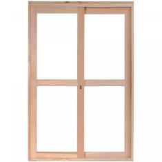 Porta de Madeira Balção de Correr 213x140cm com Batente 9,4cm EWK 480 Rondosul Madeira marroml sem pintura