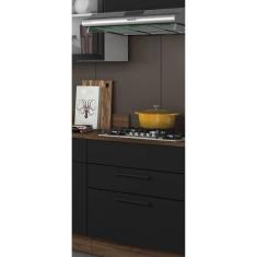 Balcão em Aço de Cozinha 2 Gavetas com Tampo MDP para Cooktop 4 Bocas 80cm Exclusive Itatiaia Grafite/Preto Matt