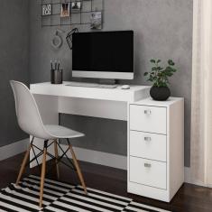 Escrivaninha 3 Gavetas 122cm ME402 DJD Móveis Branca