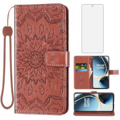 Capa de telefone para OnePlus Nord N30 5G/CE 3 Lite carteira com protetor de tela de vidro temperado e capa flip fina de couro, suporte para cartão, acessórios para celular OPPO K11x/One Plus 1 1+ N