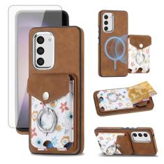 Asuwish Capa de telefone para Samsung Galaxy S23 Plus S23+ 5G capa carteira com protetor de tela anel fino suporte suporte traseiro compartimento para cartão de crédito S23plus 23S + S 23 23+ SM-S916U