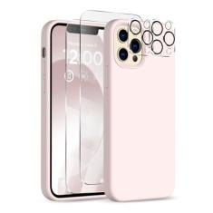 COFFKER Capa para iPhone 12 Pro Max, [2 protetores de câmera + 2 protetores de tela], capa protetora de silicone à prova de choque, capa de telefone com forro de microfibra para iPhone 12 Pro Max de