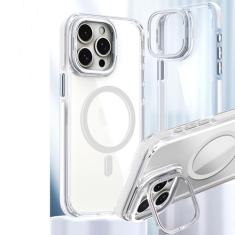 GANGANPRO Compatível com capa magnética para iPhone 15, suporte de anel de câmera embutido, capa protetora transparente clássica à prova de choque para mulheres, homens, meninas, presente, 15 cm -