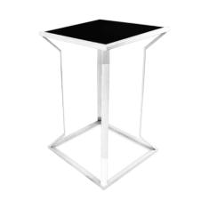 Mesa Lateral Alta Puebla decoração Sala Quarto escritório - Branco/preto