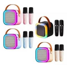 Caixinha Som C/2 Microfone Bluetooth S/ Fio Karaoke Infantil - SHOPPIN
