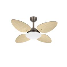 Ventilador Teto Bronze Sala 4 Pás Palha Pétalo Ventax 110V, 110V