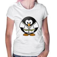 Baby Look Pinguim Judô - Foca na Moda, Branco, GGG