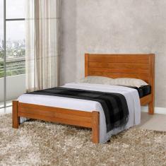 Cama Casal Madeira Vintage Lara - Castanho - Marrom