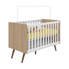 Berço Mini Cama Americano Retro Carvalho Toq/Branco - Qmovi