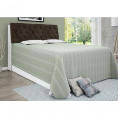 Cabeceira Box Casal Queen Isis Branco Com Capitonê Marrom