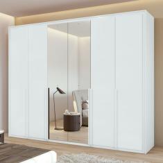 Guarda-roupa 6 Portas 6 Gavetas 100% Mdf Imperatore Com Espelho Branco