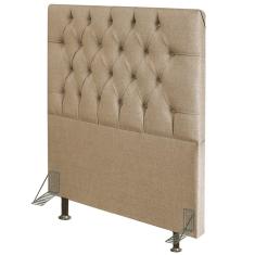 Cabeceira Cama Box Solteiro 90Cm Diamante Linho J02 Bege