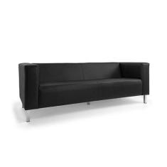 Sofá 3 Lugares Asthor Revestimento Sintético Preto - Domi