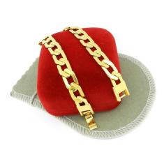 Pulseira Masculina 18Cm 8Mm Largura Folheada Ouro Pl279