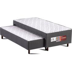 Cama Box c/ Auxiliar Conjugado Solteiro: Colchão Ortopédico Compact Plus Grey (88x188x40) - Polar