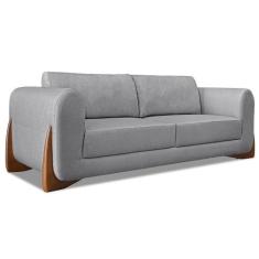 Sofá Living 2 Lugares 1,60m Lottus Linho Pés Castanho - Pallazio, Graf