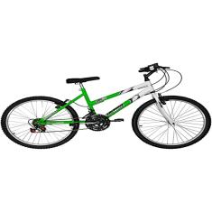 Bicicleta de Passeio Ultra Bikes Esporte Bicolor Aro 24 Reforçada Freio V-Brake – 18 Marchas Verde Kw/Branco