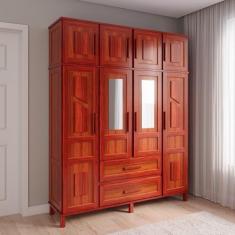 Guarda-Roupa Solteiro com Espelho 8 Portas 2 Gavetas Rio Branco - Rodm