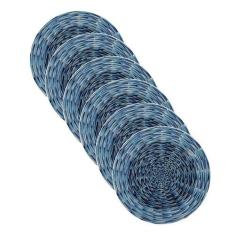 Sousplat Estampa Cestaria Azul Impressa Tecido Microfibra - Nsw