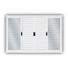 Janela Veneziana Aço 6 Folhas Mgm Minas Sul 120cmx200cm Requadro 12cm Vidro Liso Incolor Branco