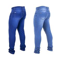Kit 2 Calças Jeans Masculina Skinny Moderna Escura/Media