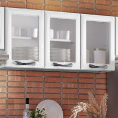 Armário Aéreo Suspenso 3 Portas 2 Prateleiras Cozinha Modulada 120 cm Organizador Itatiaia Branco