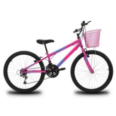 Bicicleta Infantil Aro 24 Kog Feminina 18 Marcha E Cestinha