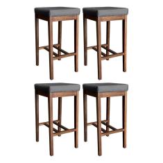 Kit 4 Banquetas Alta para Bancada de Cozinha Bali 74 Cm Madeira Suede CCS