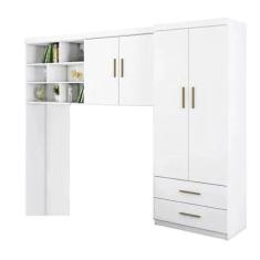 Jogo de Quarto Chiara 2 Peças Guarda Roupa e Módulo Aéreo Branco - Phoenix Baby
