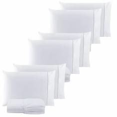 Kit Jogo de Lençol Queen 200 Fios Ponto Palito Branco Kit 3 Jogos de Cama Queen