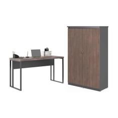 Escrivaninha 1.2 Com Armário Dubai Freijó Preto