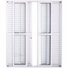 Porta de Alumínio Balcão 6 Folhas Branca Linha 25 Com Fechadura - DC