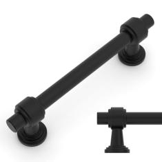 Amerdeco Pacote com 10 puxadores de armário preto fosco de 96 mm (3,75 pol.) Orifício central de gaveta puxadores de armário de armário puxadores de armário de cozinha para puxadores de cômoda de