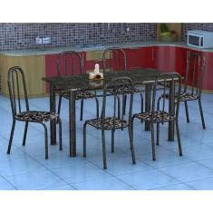 Conjunto De Mesa Granada Com 6 Cadeiras Madri Preto Floral Gr