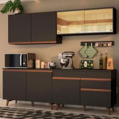 Cozinha Completa Madesa Reims 240001 com Armário e Balcão - Preto, Pre