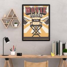 Quadro Decorativo Movie Festival Retrô 45X34Cm Moldura Preta - Quadros