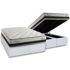 Cama Box Baú King: Colchão Molas Herval Maxspring Cardiff + Base Crc Courano White(193X203)