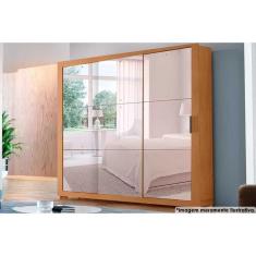 Guarda Roupa 3 Portas De Correr C- Espelho E 4 Gavetas C- Pés Veneza Gold Naturale - Rufato