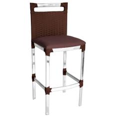 Banqueta Vigor Alta Em Alumínio E Fibra Sintética Tabaco/marrom