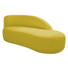 Divã Recamier Curvo Luna 185cm Lado Direito Suede - Doce Sonho Móveis Cor Amarelo