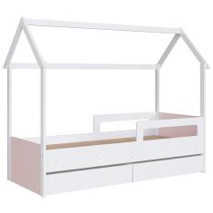 Cama Infantil Casinha Com 2 Gavetas Infix C06 Branco-rosa - Mpozenato